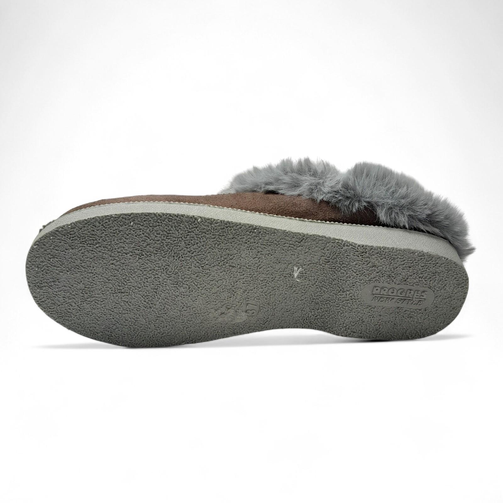 Домашние тапочки женские теплые Progress р. 41 26 см Коричневый (2786459717) - фото 6