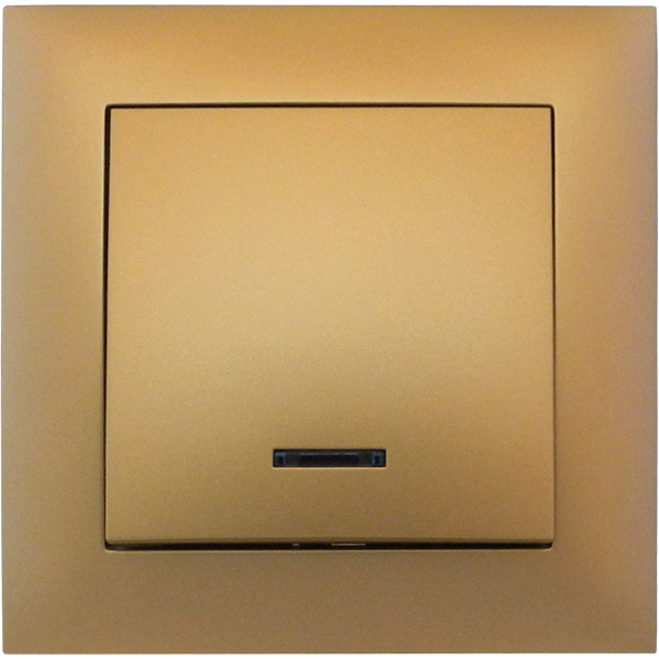 Выключатель одноклавишный MARSHEL IDEAL VS10-299 с LED подсветкой Gold