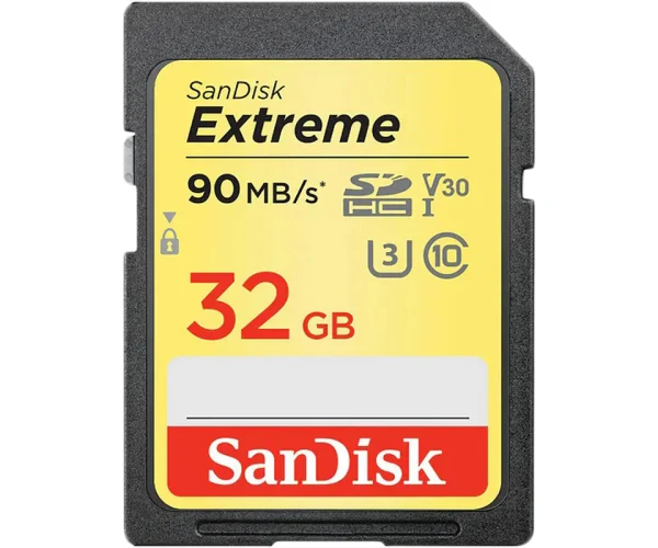 Карта памяти SDHC SanDisk Extreme 90Mb/s 600x UHS-1 U3 Class 10 4K V30 32 Gb