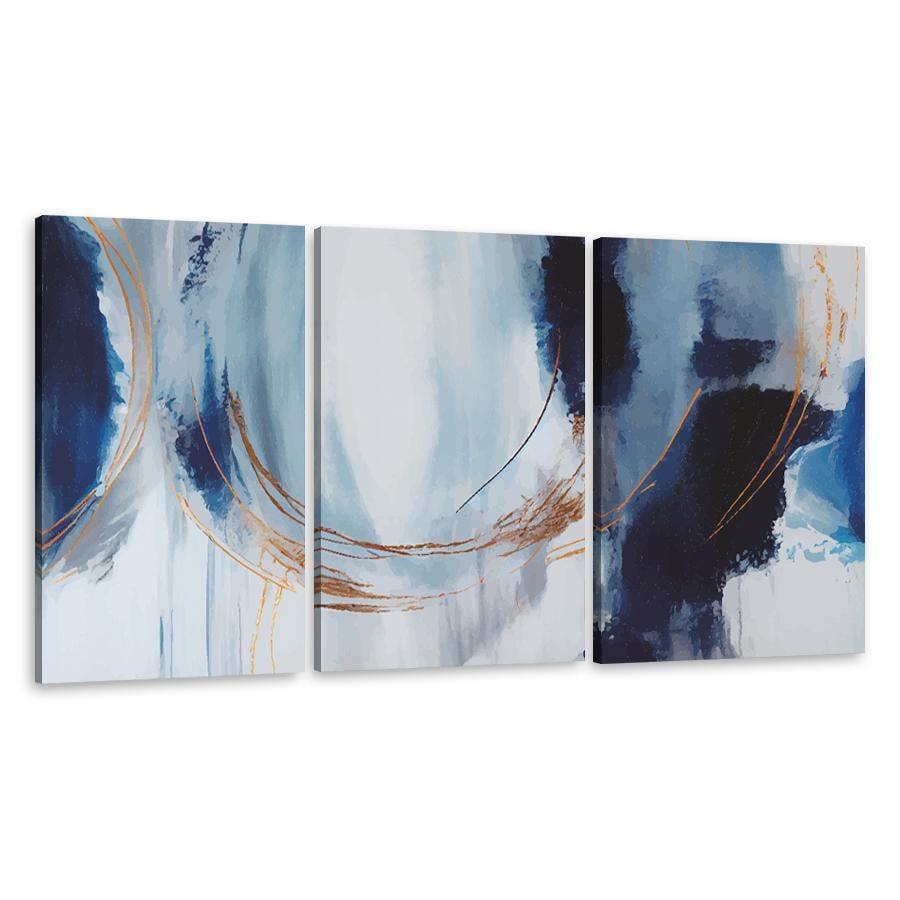 Картина на полотні Похмура абстракція відтінки синього 156x67 см (V53-3_L)