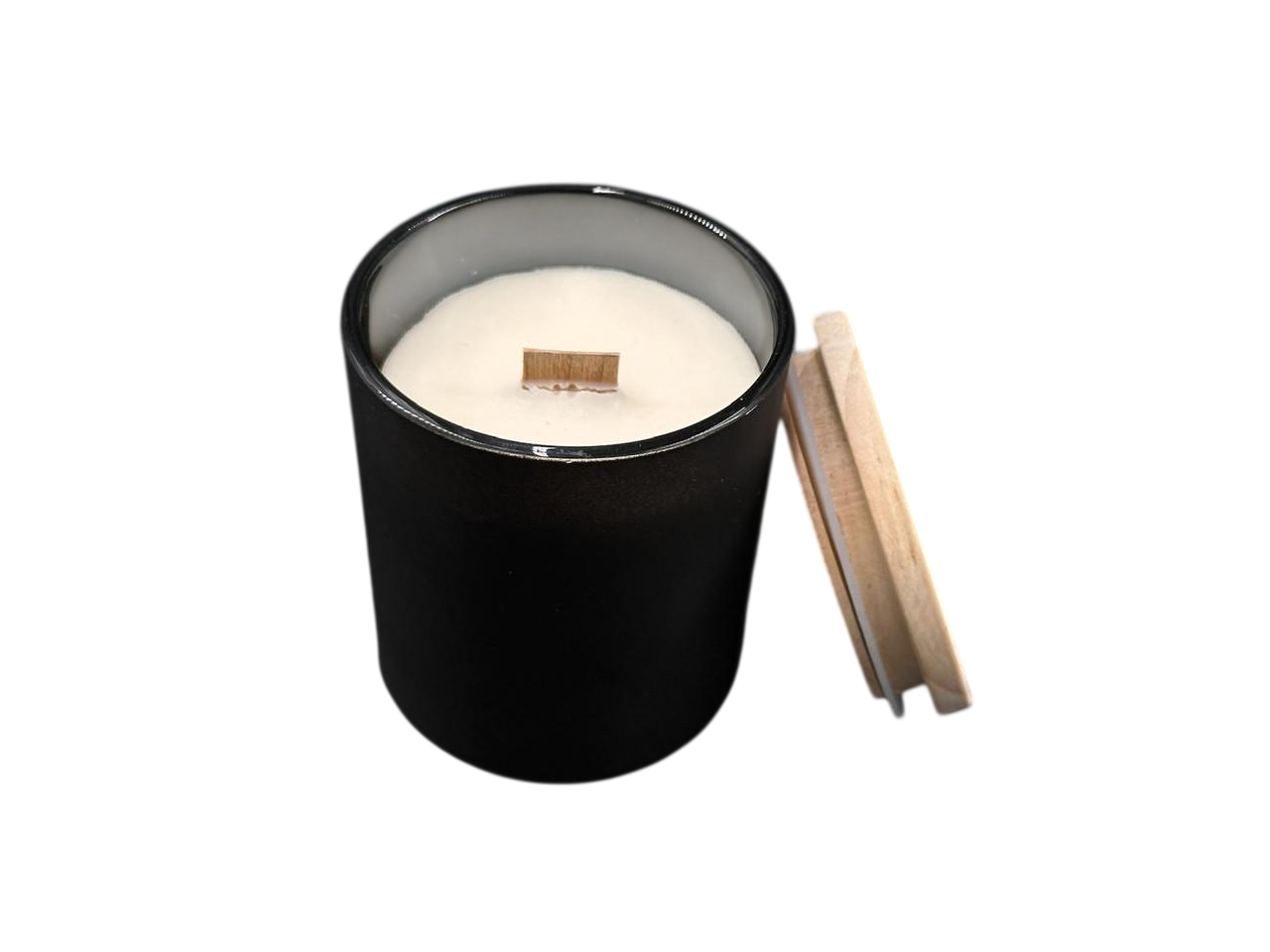 Свеча ароматическая Мимоза и мандарин в стеклянном подсвечнике с деревянным фитилем 8,5х7 см 330 г Бежевый (SVB-106)