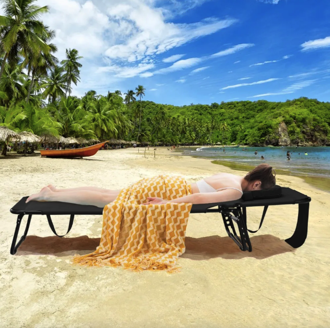 Шезлонг розкладний Costway Hanna з отвором для обличчя Чорний (4892) - фото 2 Шезлонг розкладний Costway Hanna з отвором для обличчя Чорний (4892) - фото 2