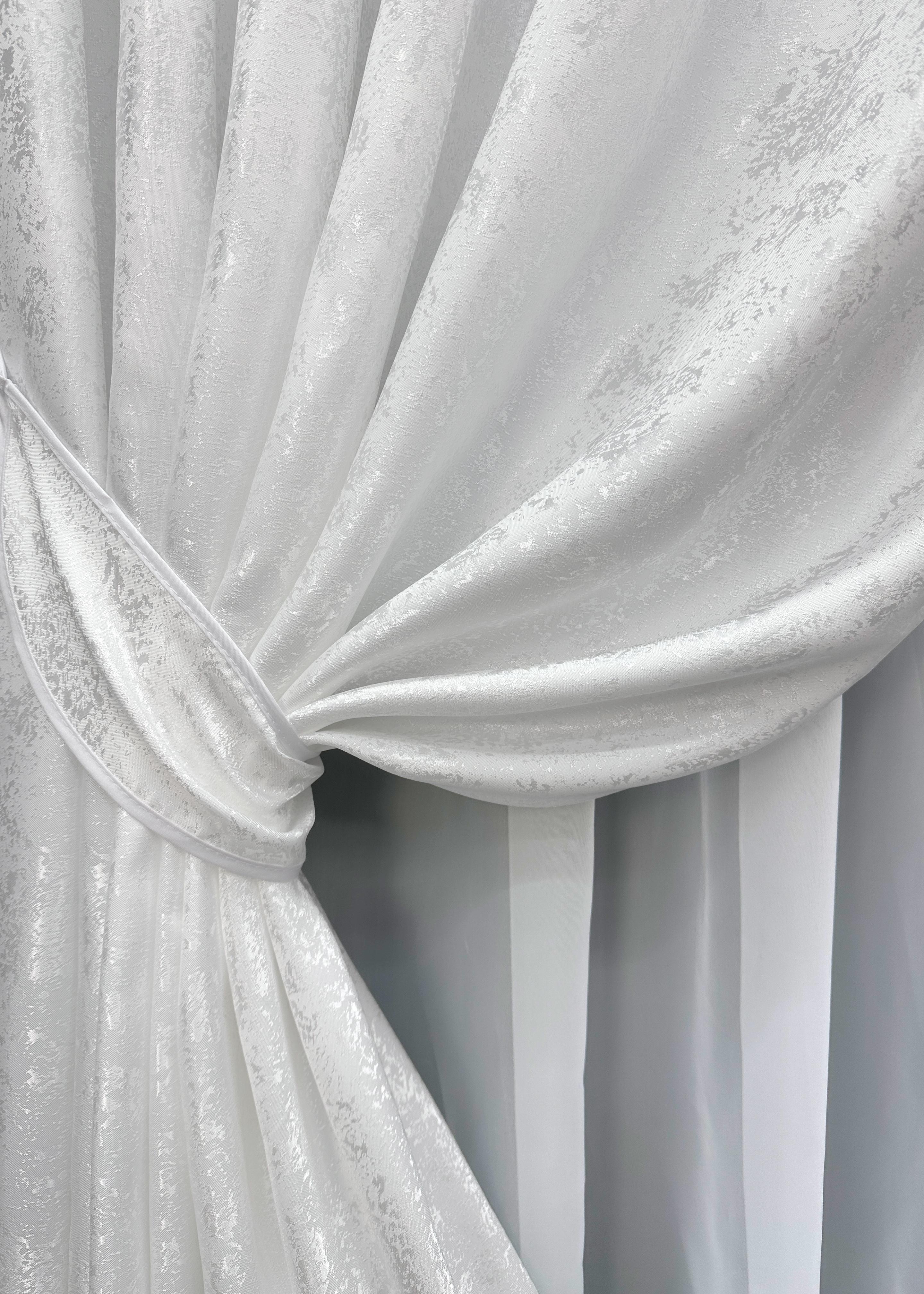 Комплект готовых штор VR-Textil Жаккард Мрамор Al1 № 1300ш 100х270 см 2 шт. Белый (31-573) - фото 5 Комплект готовых штор VR-Textil Жаккард Мрамор Al1 № 1300ш 100х270 см 2 шт. Белый (31-573) - фото 5