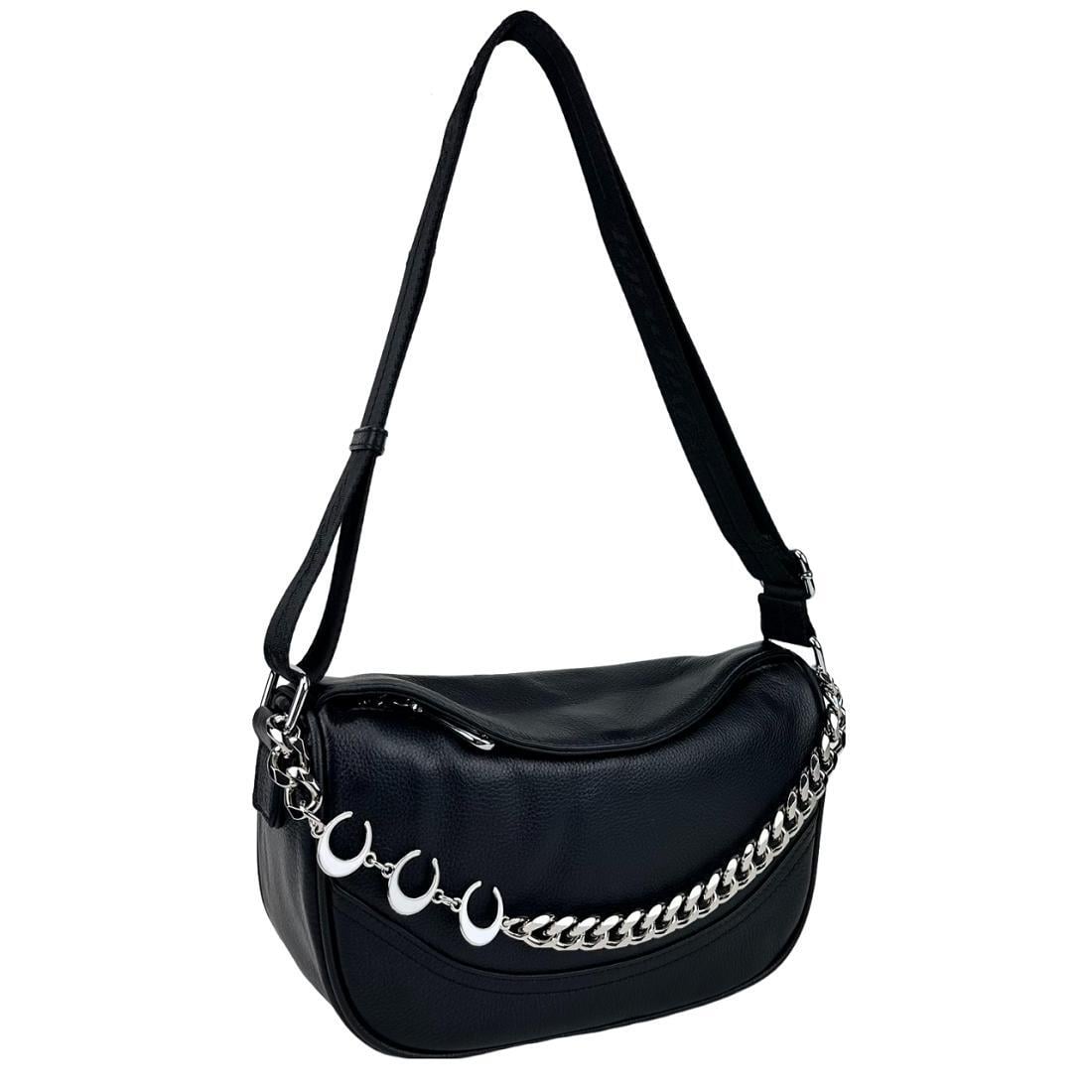 Жіноча сумка крос-боді Royal Bag NB2-2811A шкіряна з металевим ланцюжком Чорний (7900)