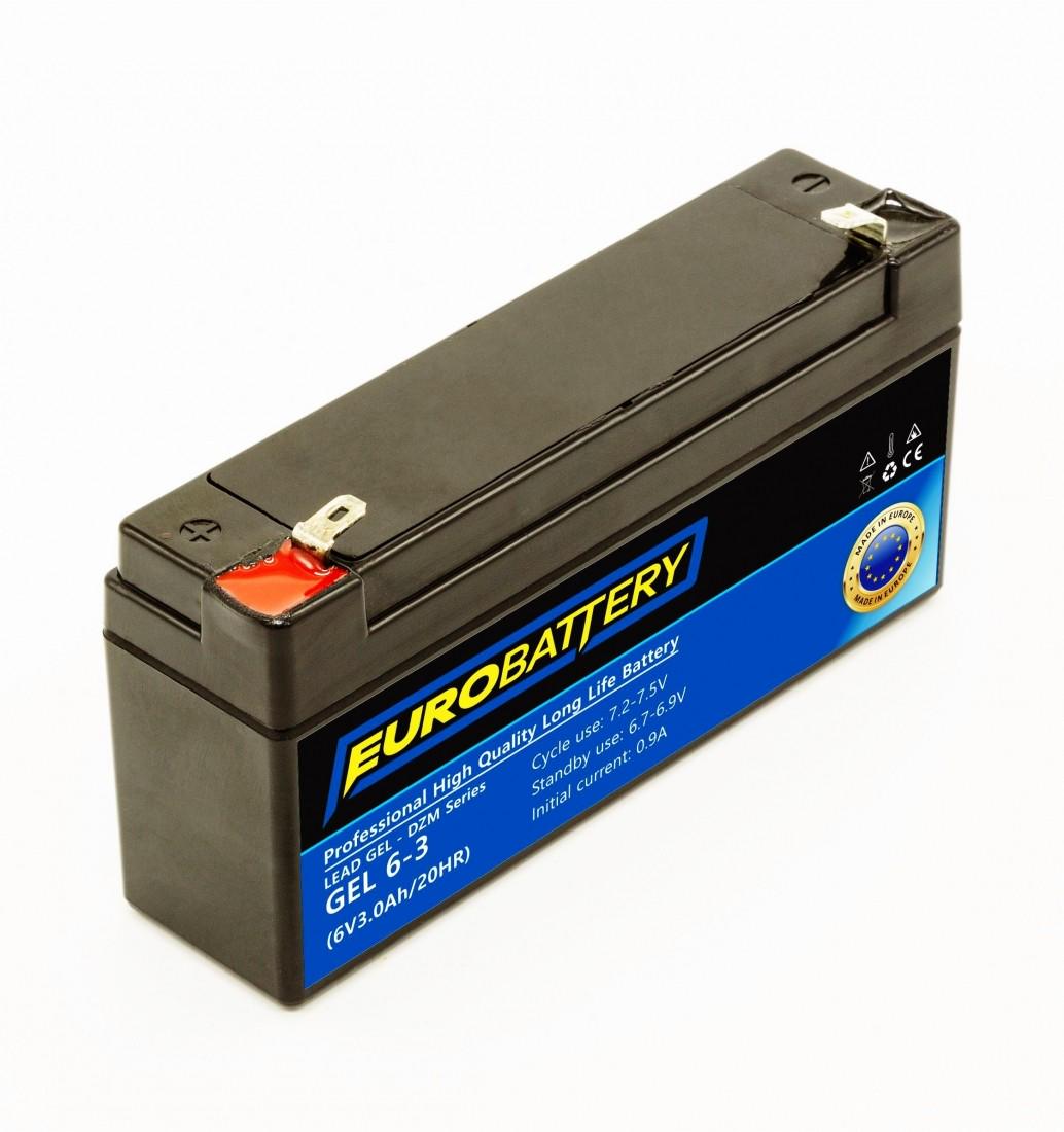 Аккумулятор гелевой для ИБП EuroBattery GEL 6-3 DZM 6V 3,0 Ач (697)