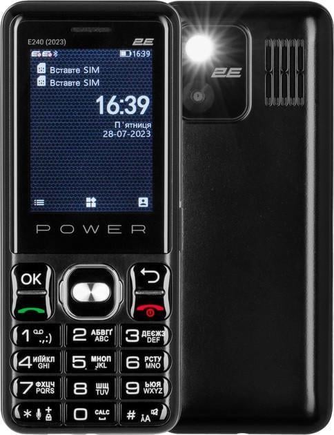 Кнопковий телефон 2E E240 2023 2 SIM Чорний (2806925737)