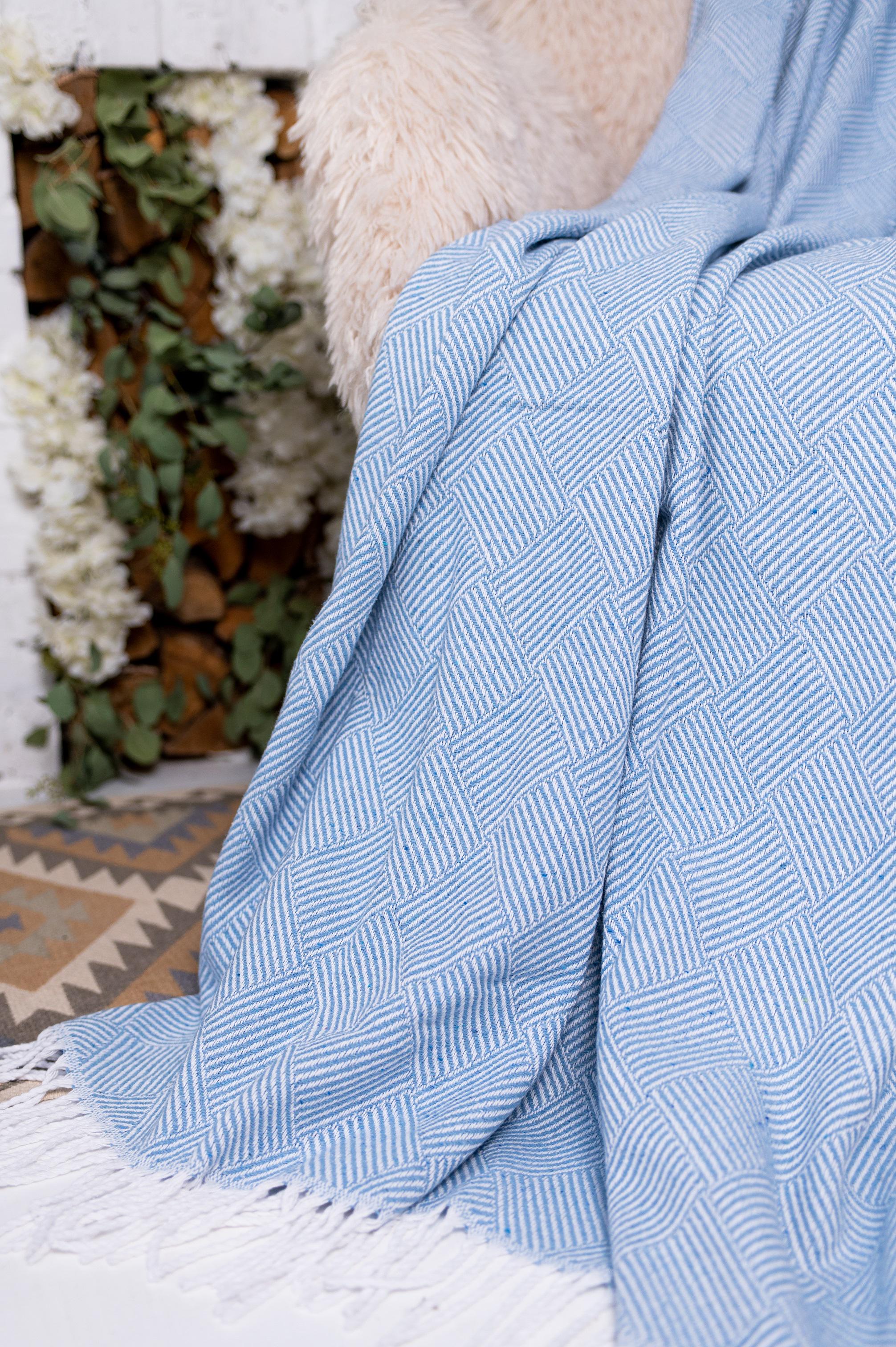 Плед жаккардовый Vladi PARQUET Валенсия 170х210 см Белый/Сиро-голубой (10434) - фото 2 Плед жаккардовый Vladi PARQUET Валенсия 170х210 см Белый/Сиро-голубой (10434) - фото 2