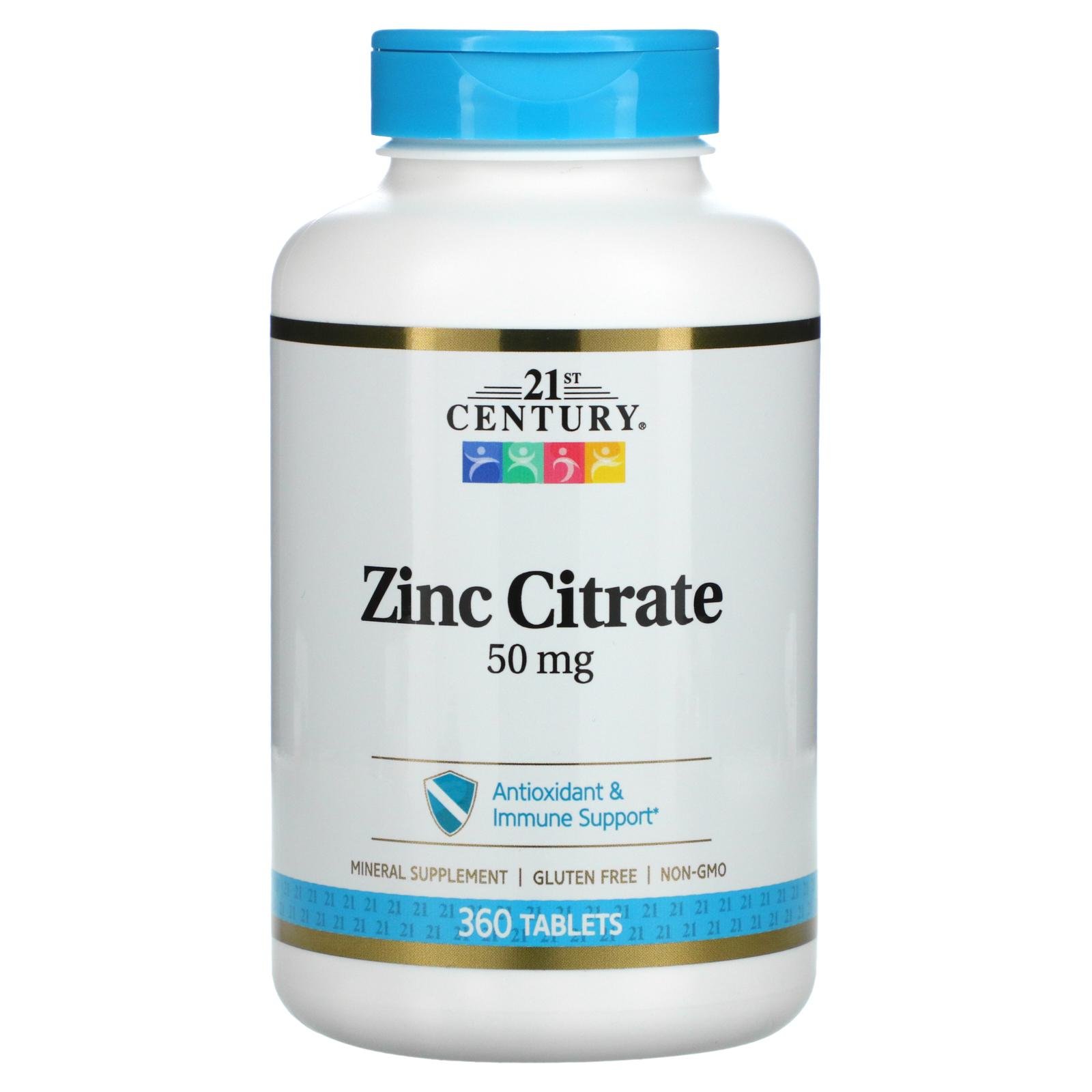 Цитрат цинку 21st Century Zinc Citrate 50 mg 360 Tablets