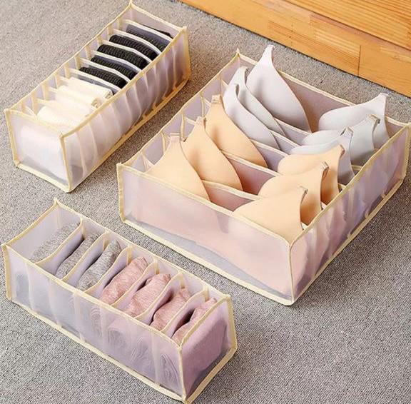 Набор органайзеров для хранения нижнего белья 3 шт. Бежевый (9604495)