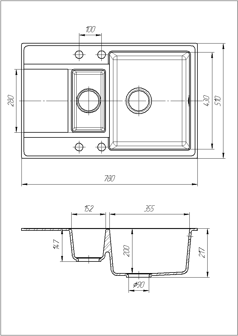 Мойка кухонная гранитная Romzha Jorum 78D Белый (RO43344) - фото 2