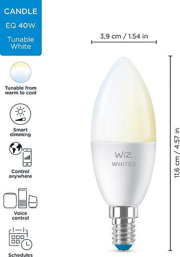 Лампа розумна WiZ E14 4.9W 40W 400Lm C37 2700-6500K Wi-Fi (ERC-929002448702) - фото 11