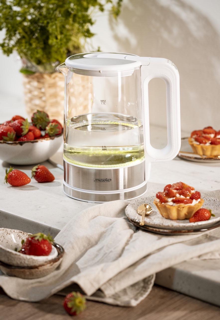Електричний чайник скляний Mesko MS 1301 2200 Вт 1,7 л підсвічування/регулювання температури - фото 2
