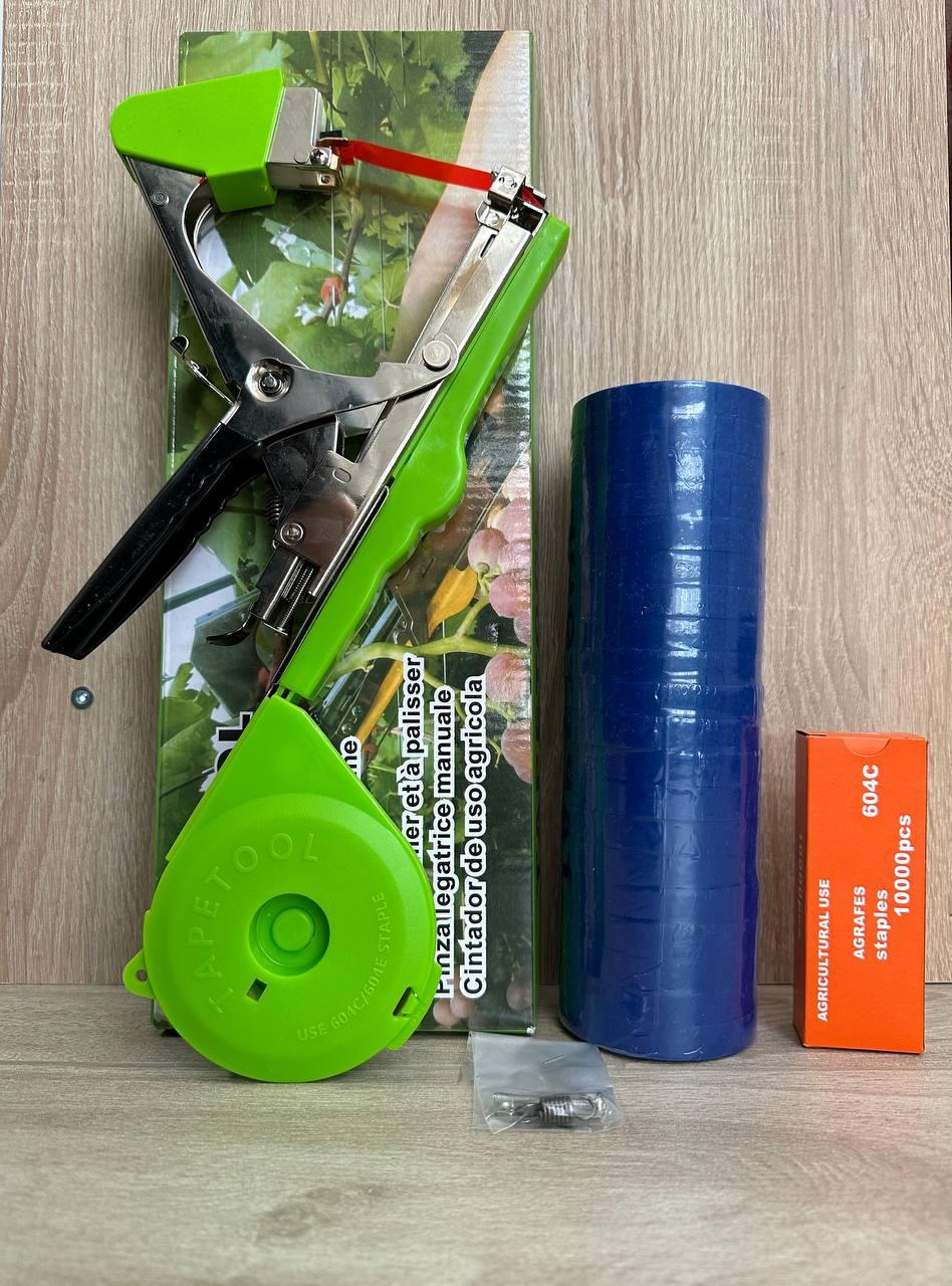 Набір для підв'язки степлер Tapetool стрічка 150 мкм 600 м та скоби ніж пружина - фото 3 Набір для підв'язки степлер Tapetool стрічка 150 мкм 600 м та скоби ніж пружина - фото 3