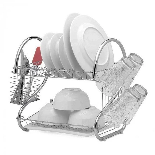 Сушарка для посуду Kitchen Storage Rack S-40 металева Silver - фото 3