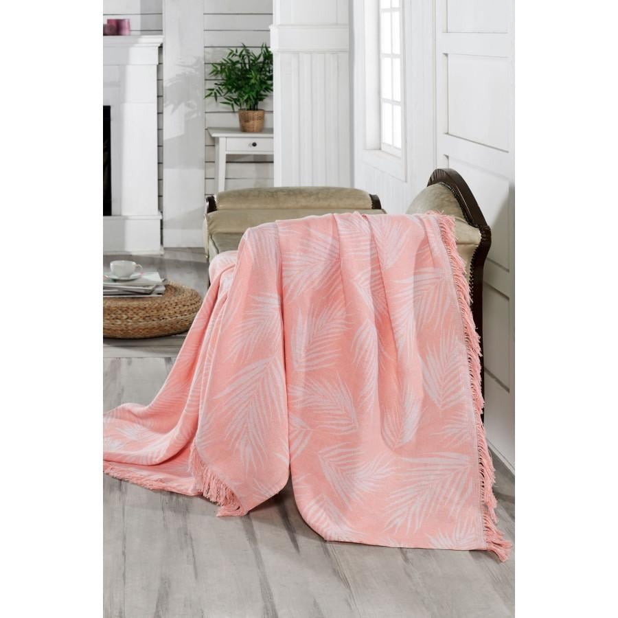 Плед-накидка Eponj Home Buldan Keten Palmiye 170х220 Pudra (svt-2000022263597)