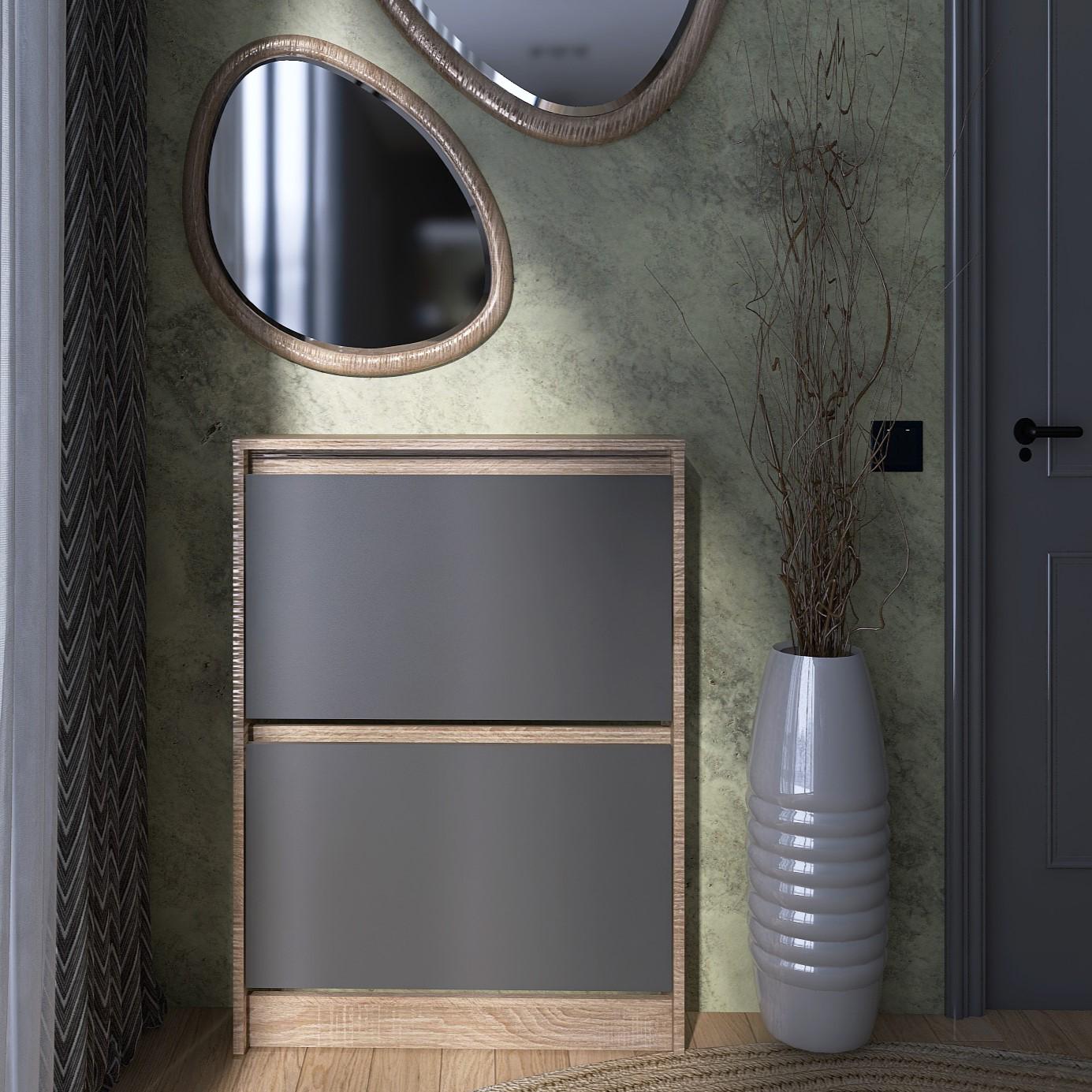 Тумба под обувь Everest Сити 160-2 702х160х958 мм Сонома/Графит (11436) - фото 6 Тумба под обувь Everest Сити 160-2 702х160х958 мм Сонома/Графит (11436) - фото 6