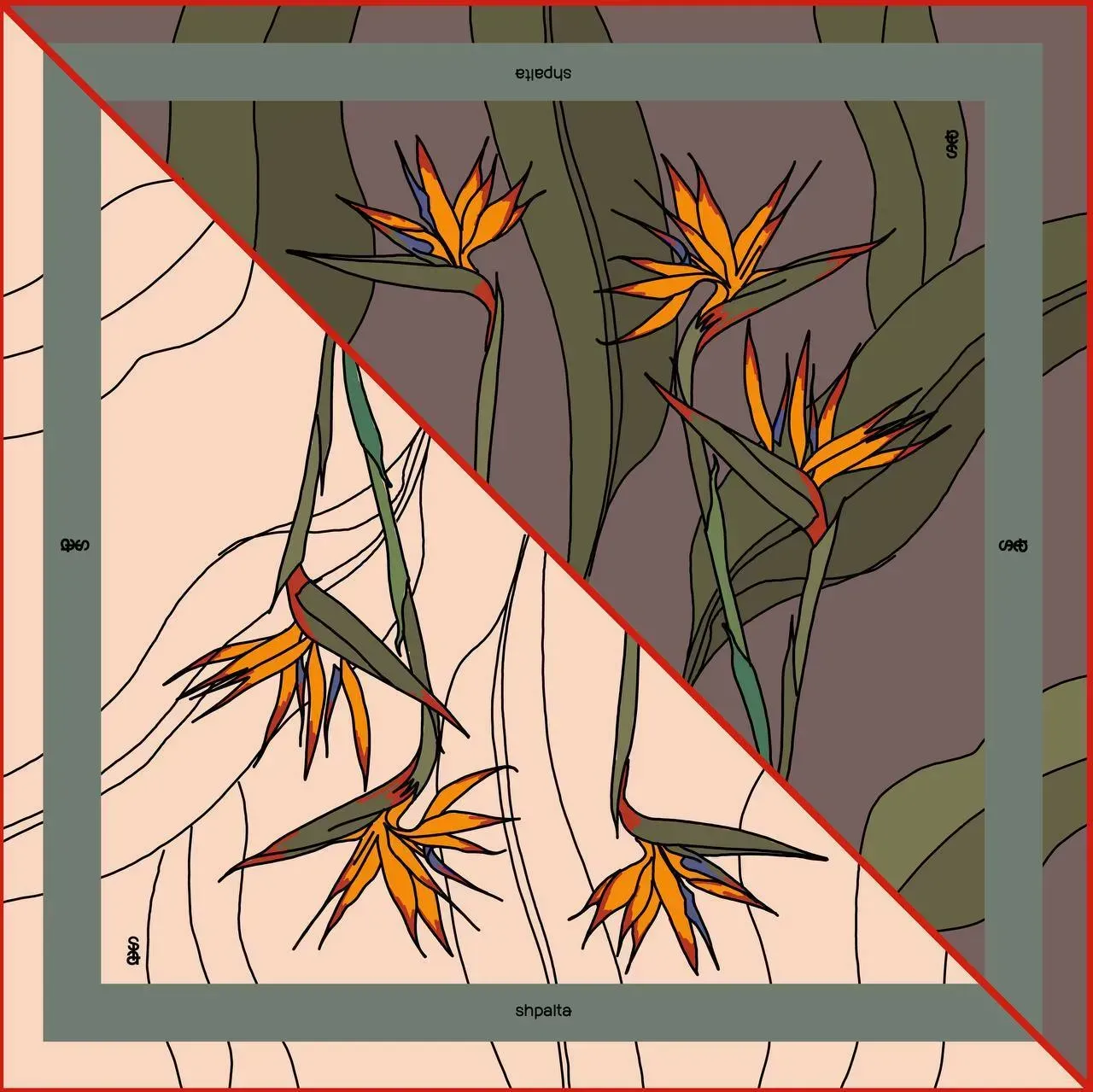 Платок Стрелиция шелковый односторонняя печать 55х55 см Разноцветный (27558046)