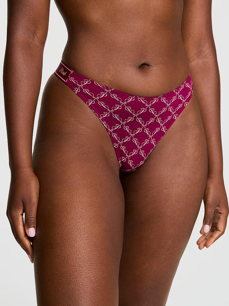 Трусики стринги Victoria's Secret Pink Logo Cotton Shine High-Leg Thong Panty S Бордовый (27170373) Трусики стринги Victoria's Secret Pink Logo Cotton Shine High-Leg Thong Panty S Бордовый (27170373)