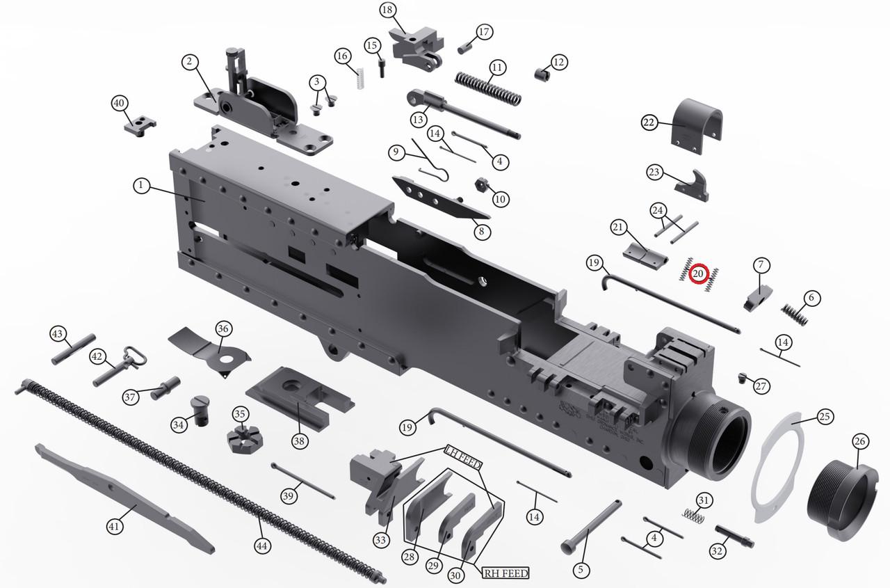Пружина важелів фіксації стрічки корпусу Browning M2 (OOW50BMG) - фото 3