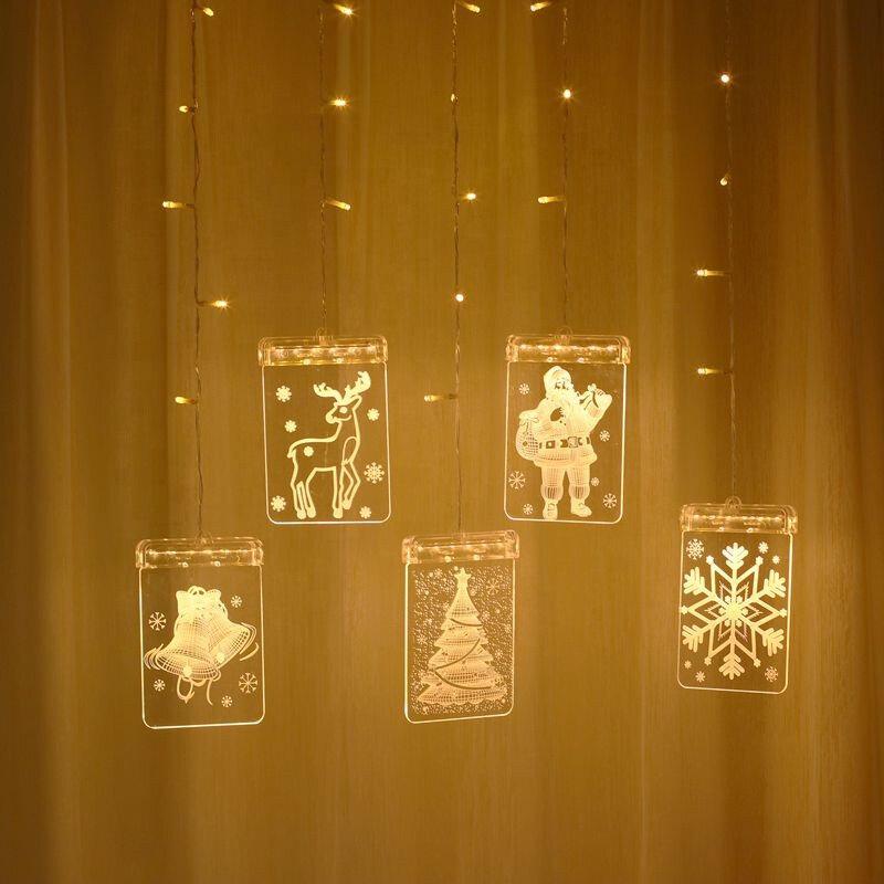 Світлодіодна гірлянда штора Tree Santa Snowflakes 1,5 м 300LED на 8 режимів Світлодіодна гірлянда штора Tree Santa Snowflakes 1,5 м 300LED на 8 режимів