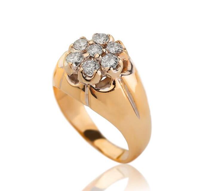 Кольцо из желтого золота с бриллиантами р. 16,5 С10Л2№4