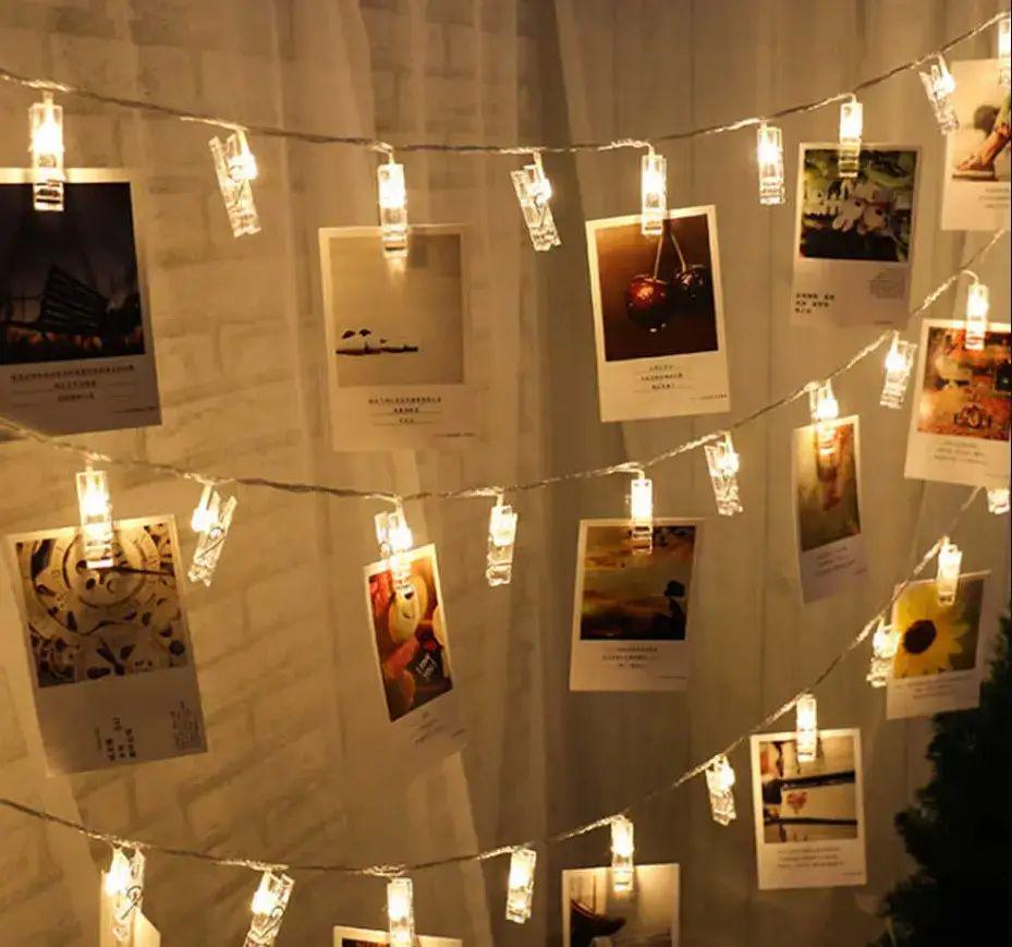 Гірлянда світлодіодна з прищіпками для фото 2,5 м 20 Led від батарейок 3xAA 2 режими звичайний і миготливий (opt-105059)
