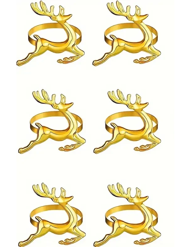 Набор колец для салфеток Мальва Олени 6 шт. Золотой