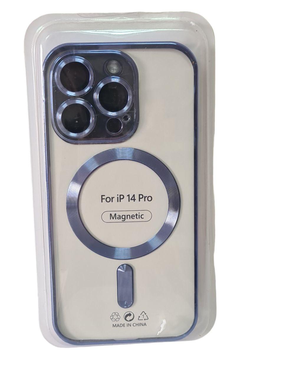 Хромовий чохол TPU Chrome Magnetic із захистом камери для Apple iPhone 14 Pro (6.1") з MagSafe Blue - фото 7