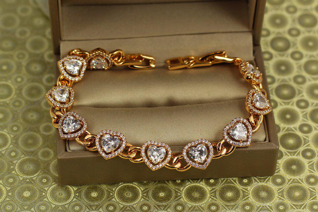 Браслет Xuping Jewelry Серьги в ободке фианитов 17,5 см 10 мм Золотистый (29116347)