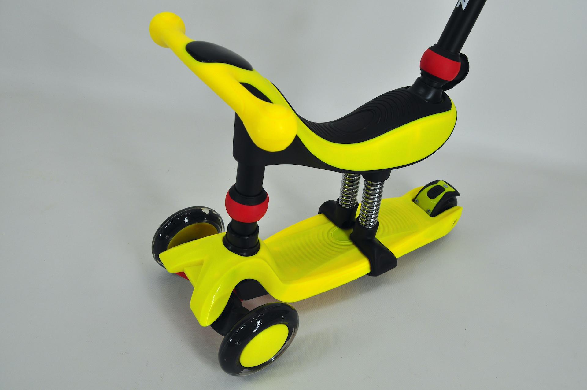 Самокат біговіл Maraton Credo 3в1 дитячий триколісний з сидінням та батьківською ручкою Жовтий - фото 4