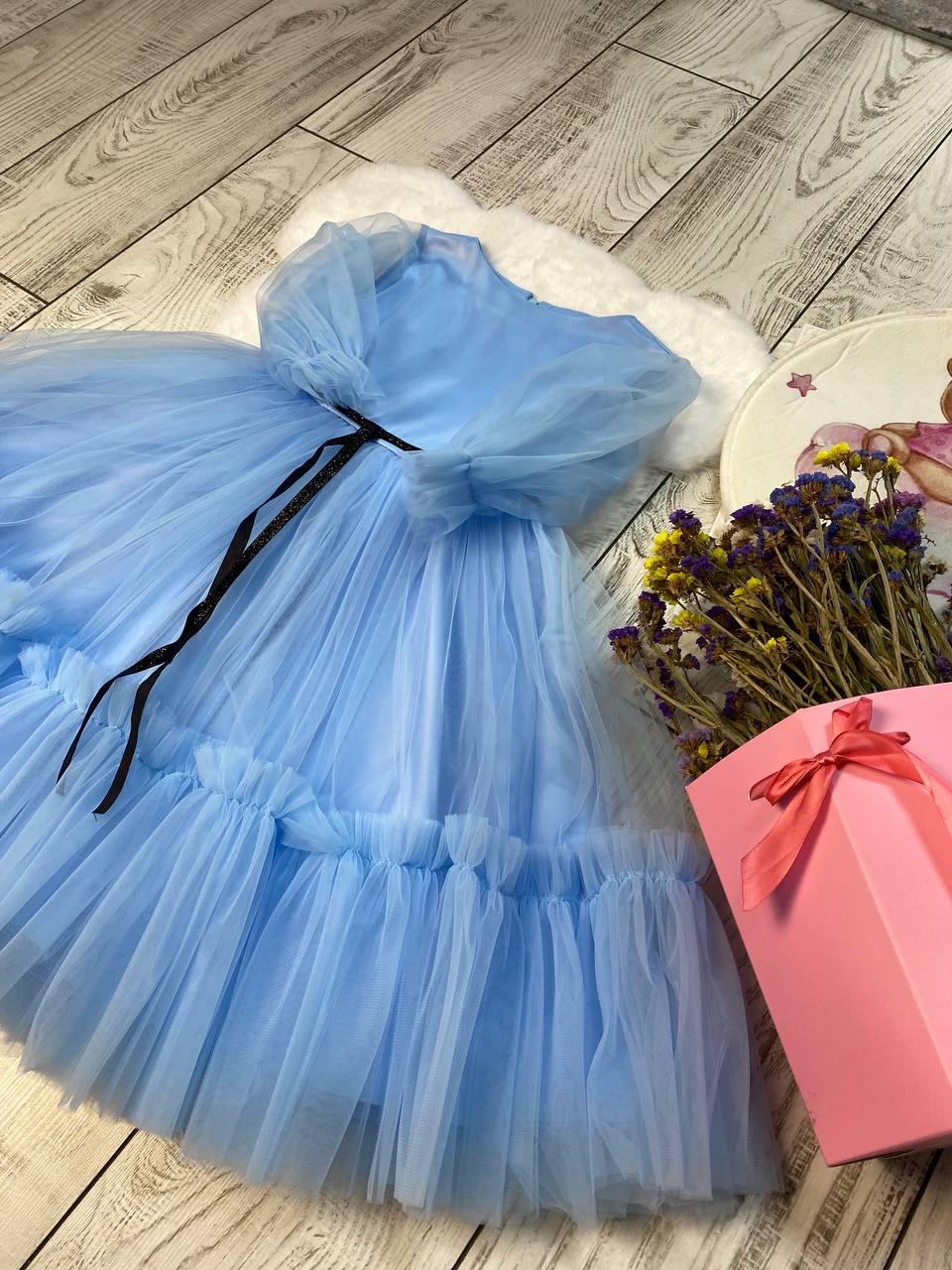Платье праздничное для девочки 116 см Голубой (2229152300) - фото 3