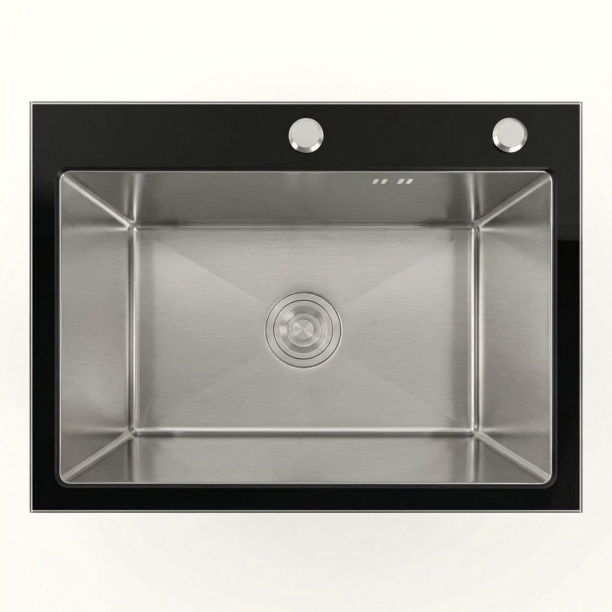 Мойка для кухни Valeso Black Glass Handmade врезная нержавеющая сталь 600x450 мм Черный (PLTM-SP000051280)