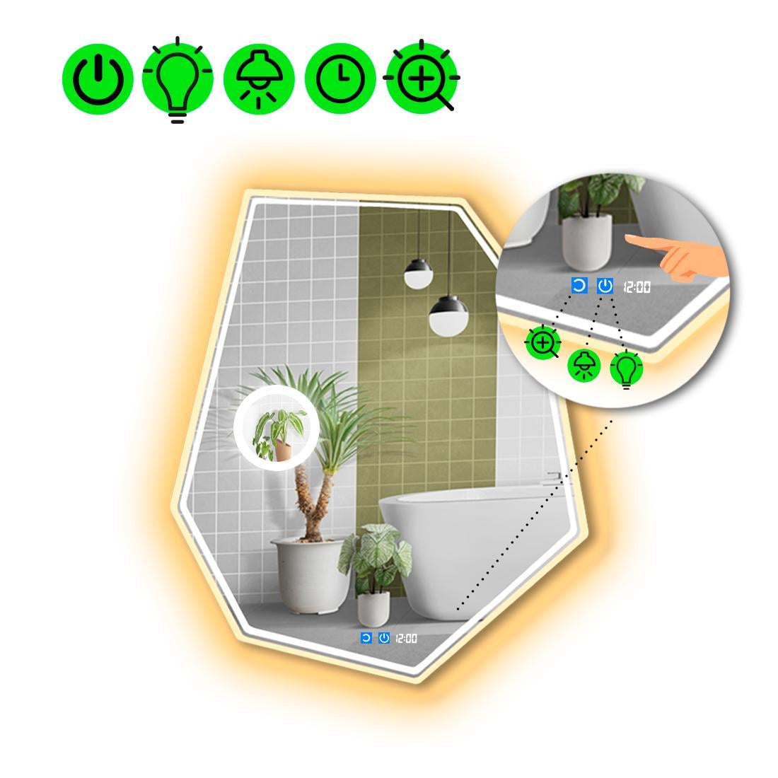 Зеркало с LED подсветкой Montagna 4 с двумя сенсорами и линзой с подсветкой 140x105 см (8776054)