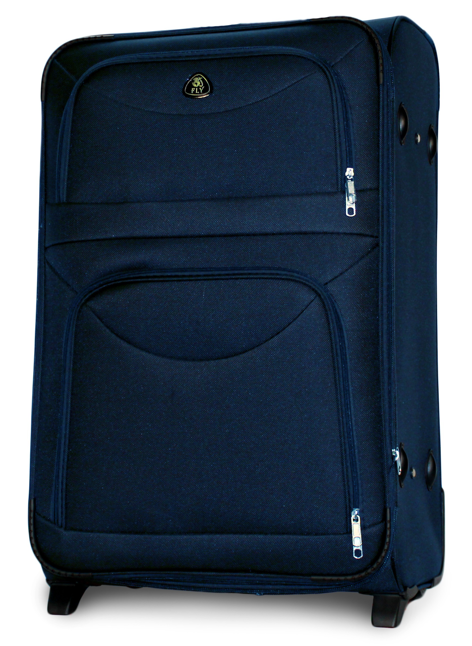 Чемодан тканевый Fly 6802 большой на 2 колесах 74х48х30 см 90 л Синий