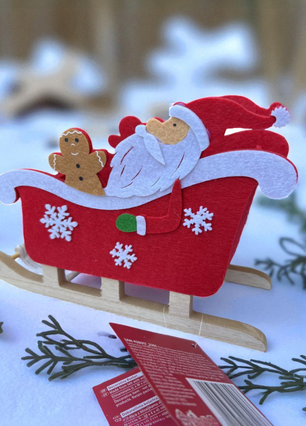 Новогодняя декоративная корзина Linarno Home из фетра 22,5х8,5х15 см Красная (7904) - фото 3 Новогодняя декоративная корзина Linarno Home из фетра 22,5х8,5х15 см Красная (7904) - фото 3