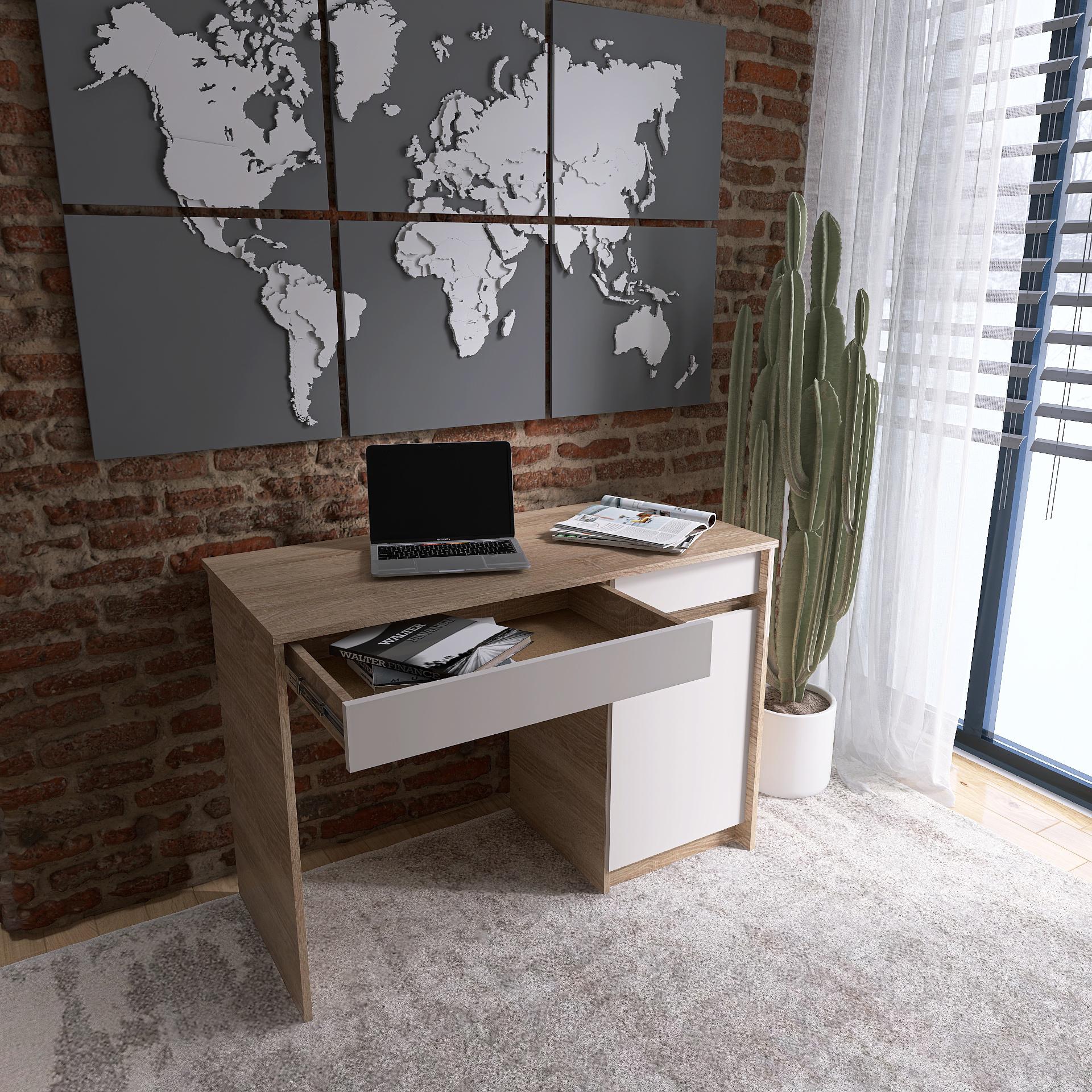 Компьютерный стол Еверест 1100 СИТИ 110х50х77 см Дуб сонома/Белый (09234) - фото 4