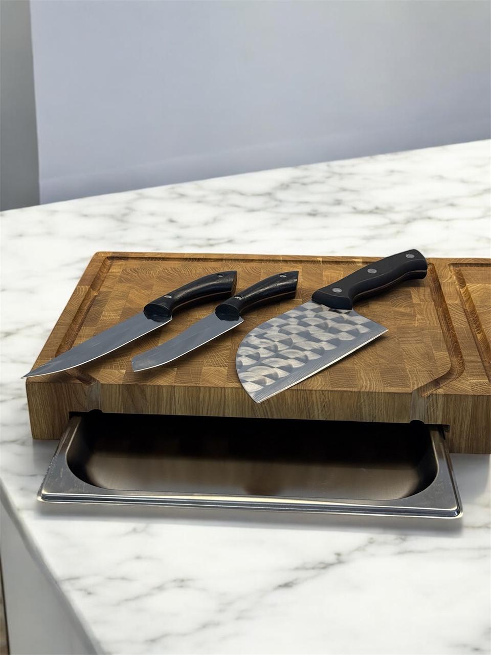 Набір кухонний Gorillas BBQ подвійна торцева дошка з гастроємністю і набором з 3-х ножів (DS64) - фото 8