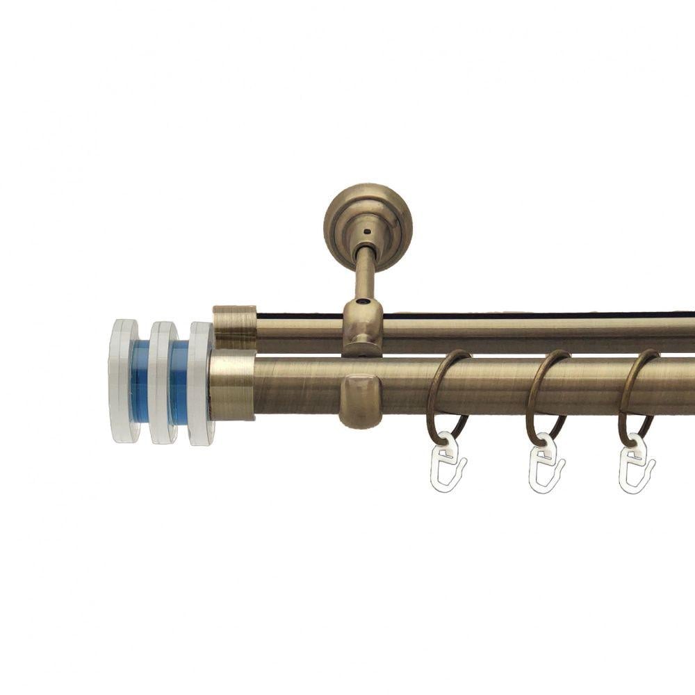 Карниз Orvit Акварія металевий дворядний опозитний гладка/профільна труба кільце металеве 25/19 мм 200 см Антик (7524037)