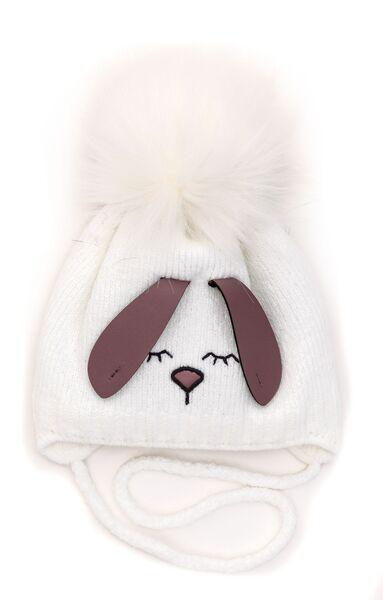 Шапка детская для девочек Банни D862 хлопок 38-42 см Белый