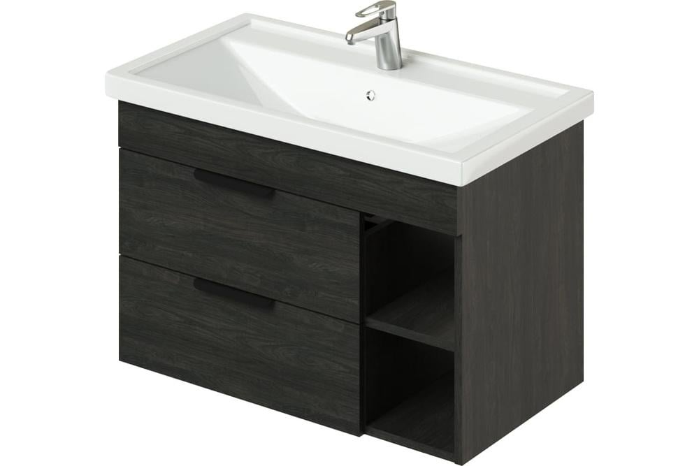 Тумба підвісна із раковиною MVK Vostok Lite 80 B2 800х430х530 мм Морське дерево Карбон (8091kb)