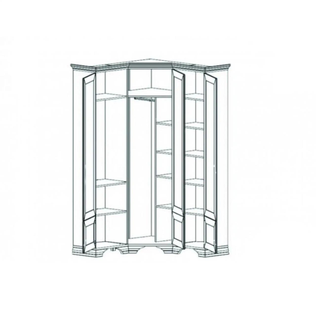 Шафа кутова з дзеркалом ВМК Кентукі SZFN5D Білий альпійський (GRB-1766) - фото 2 Шафа кутова з дзеркалом ВМК Кентукі SZFN5D Білий альпійський (GRB-1766) - фото 2