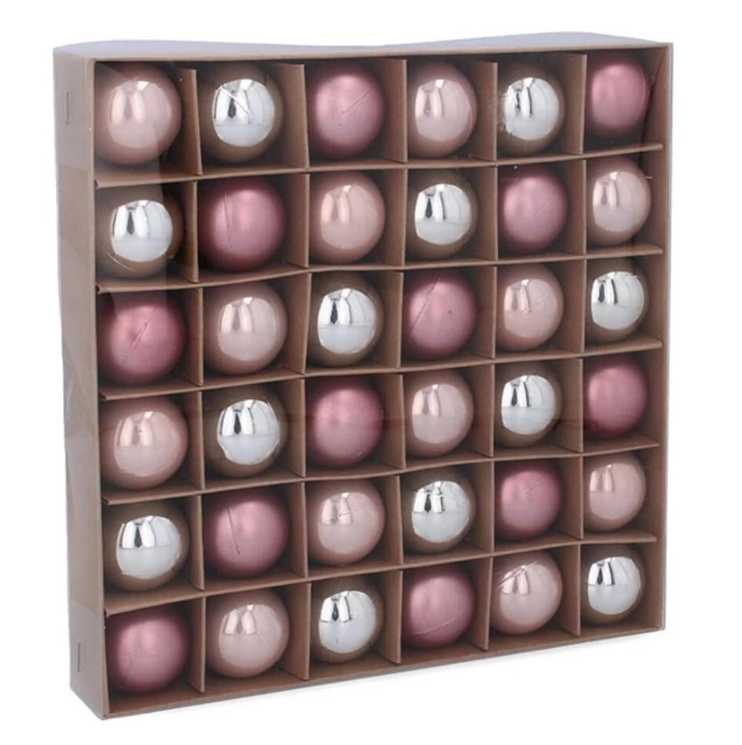 Набор шаров пластиковых новогодних микс 36 шт. D-3 см (43159)