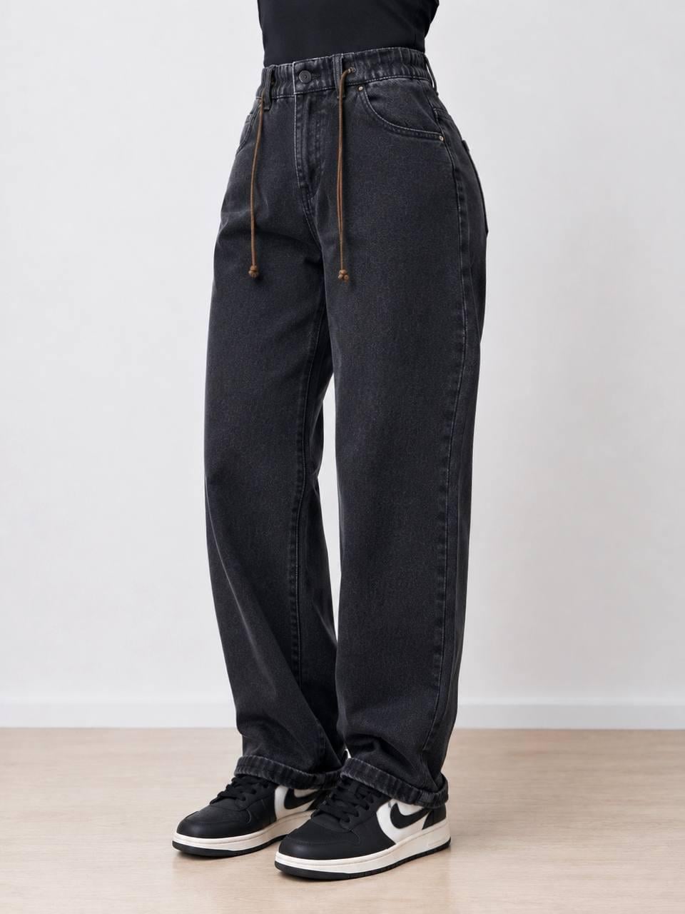 Джинсы женские Vanver 82219 Mom Baggy бананы на резинке стрейчевые р. 36 Черный (7523)
