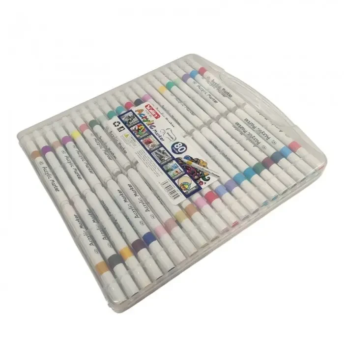 Набор универсальных акриловых маркеров Y04 с кейсом 80 цветов (10032).