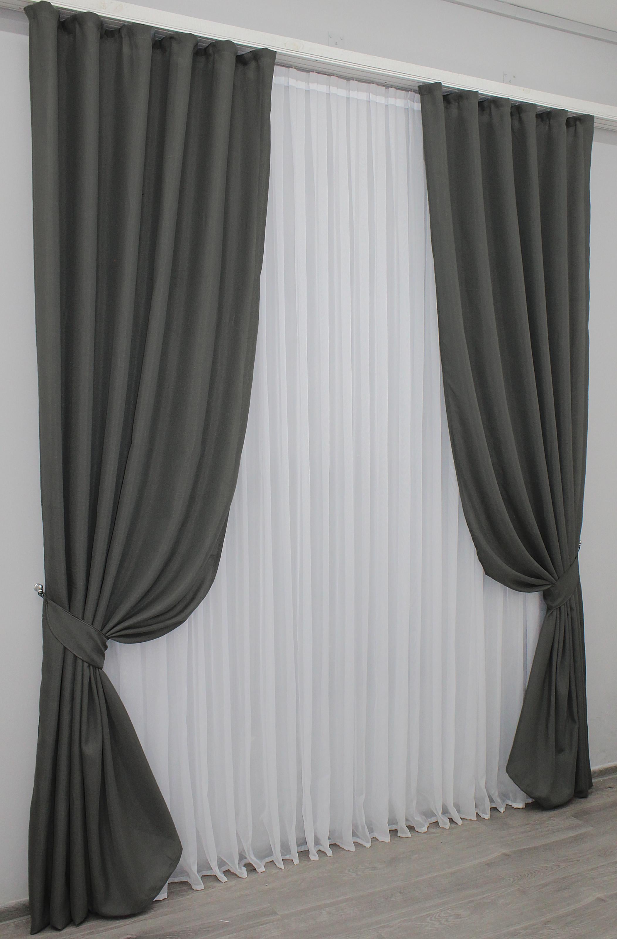 Комплект штор VR-Textil Мешковина № 1234ш лен 150х270 см 2 шт. Серый (33-0071)