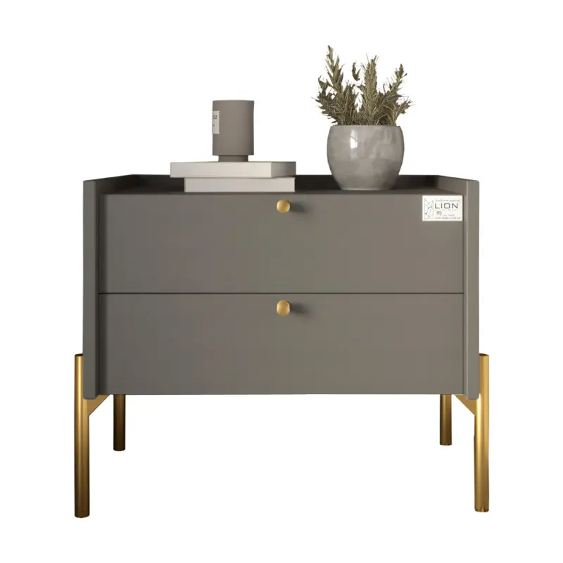 Тумба прикроватная Lion Wood золотые ножки Антрацит (Lion-041334) - фото 2