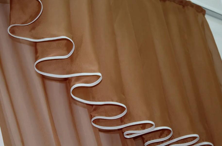 Шторки на кухню/балкон шифон 200х170 см Коричневый/Белый (103к) - фото 3 Шторки на кухню/балкон шифон 200х170 см Коричневый/Белый (103к) - фото 3