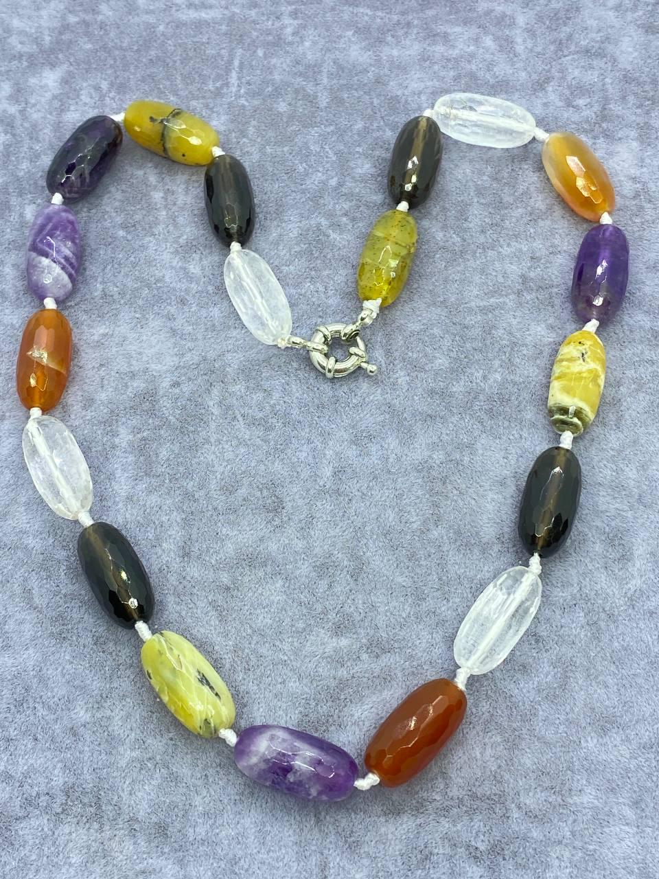 Бусы самоцветы 45 см 10x20 мм. Разноцветный (1126)