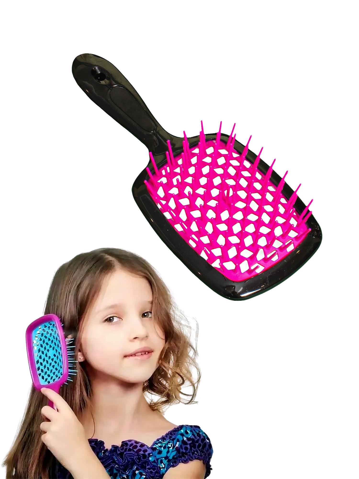 Расческа-щетка для волос Superbrush Plus Hollow Comb Розовый (85778) - фото 7