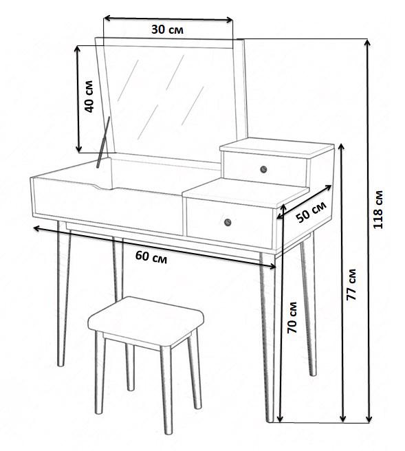 Туалетный столик c зеркалом Homart Maestro и табуретом Белый (9362) - фото 10